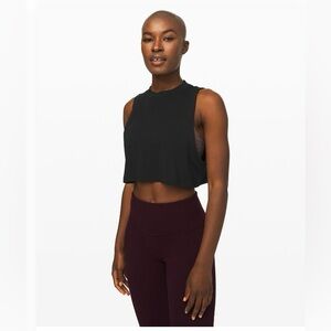 Lululemon All Yours Cropped Cotton Tank, Black, 4